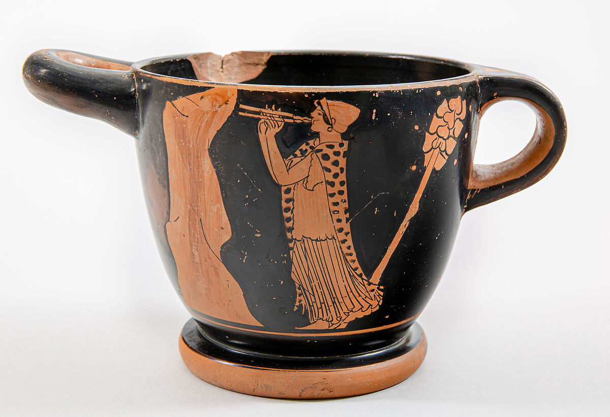 Terracotta skyphos (deep drinking cup), Attributed to the Brygos Painter, Terracotta, Greek, Attic 