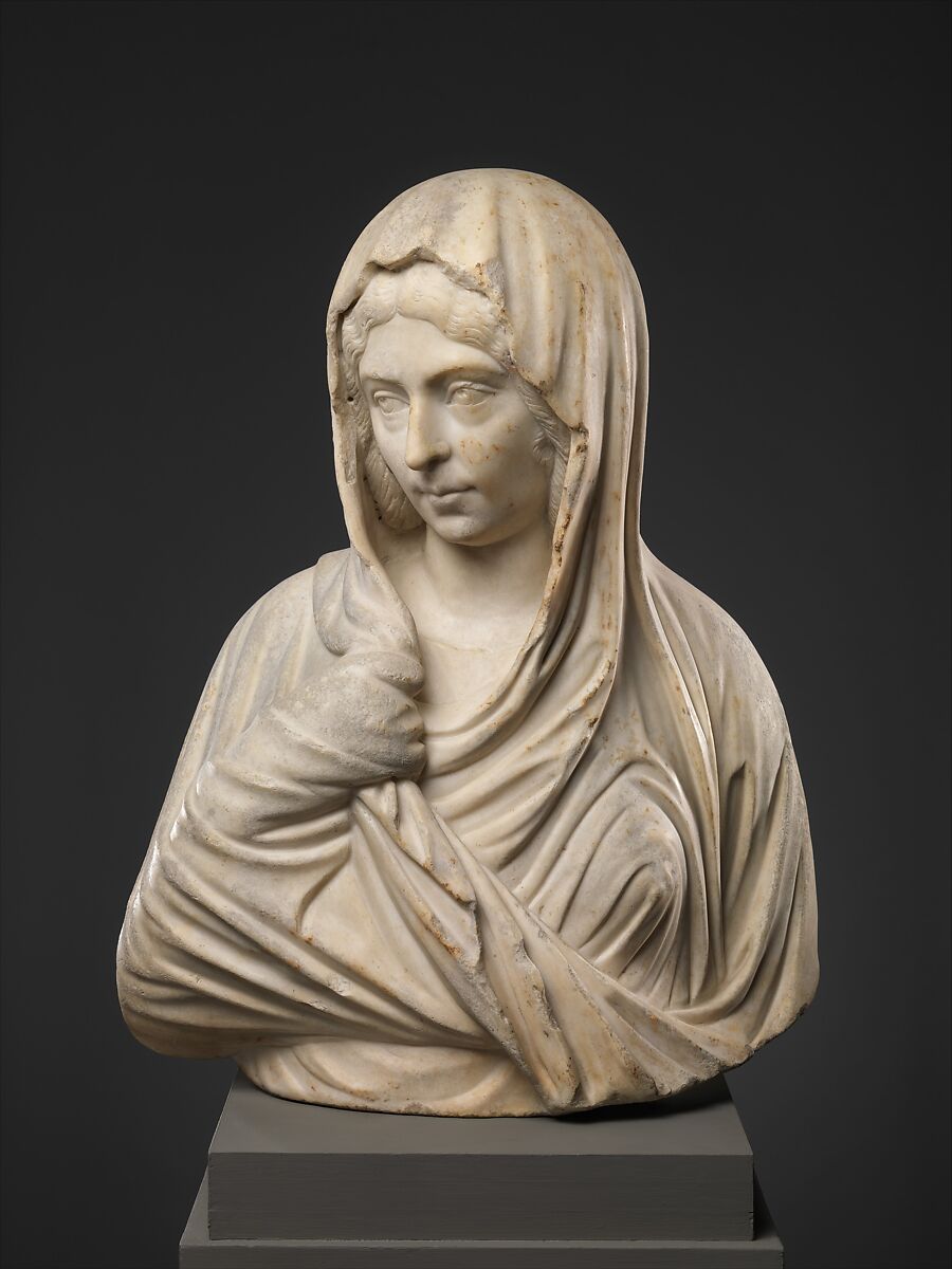 Marble portrait bust of a woman, Marble, Roman 