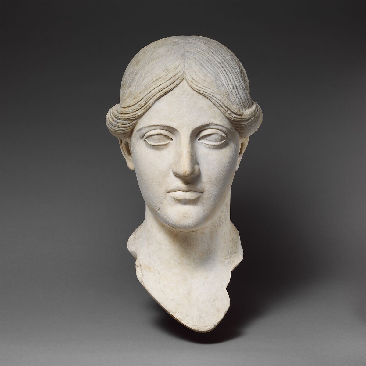 Marble head of a woman, Marble, Roman 