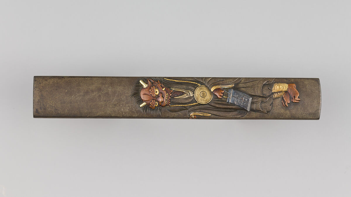 Knife Handle (Kozuka), Hamano Toshihiro (Japanese, died 1861), Copper-silver alloy (shibuichi), gold, silver, copper, Japanese 