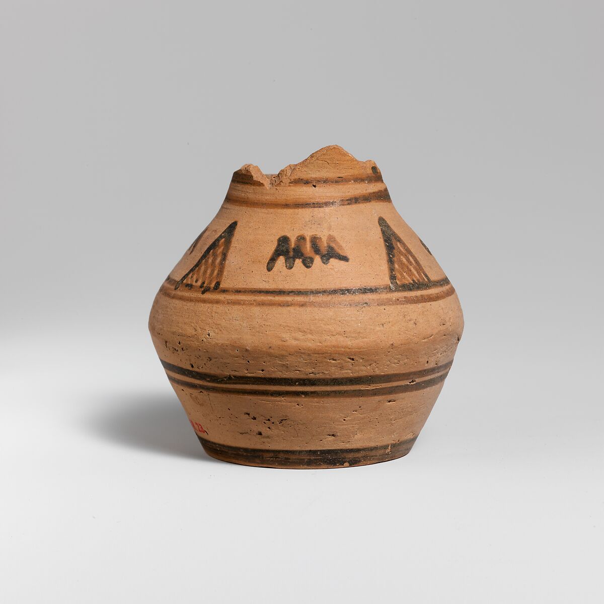 Fragmentary terracotta oinochoe (jug), Terracotta, Greek, Attic 