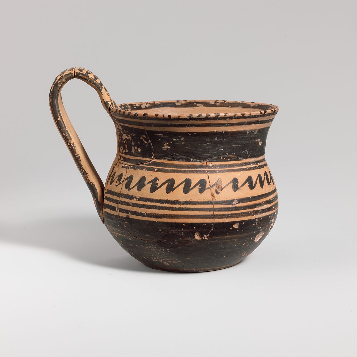 Terracotta tankard, Terracotta, Greek, Attic 