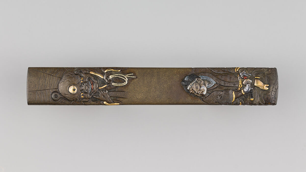 Knife Handle (Kozuka), Hamano Haruyuki (Japanese, died ca.1830), Copper-silver alloy (shibuichi), gold, silver, copper, copper-gold alloy (shakudō), Japanese 