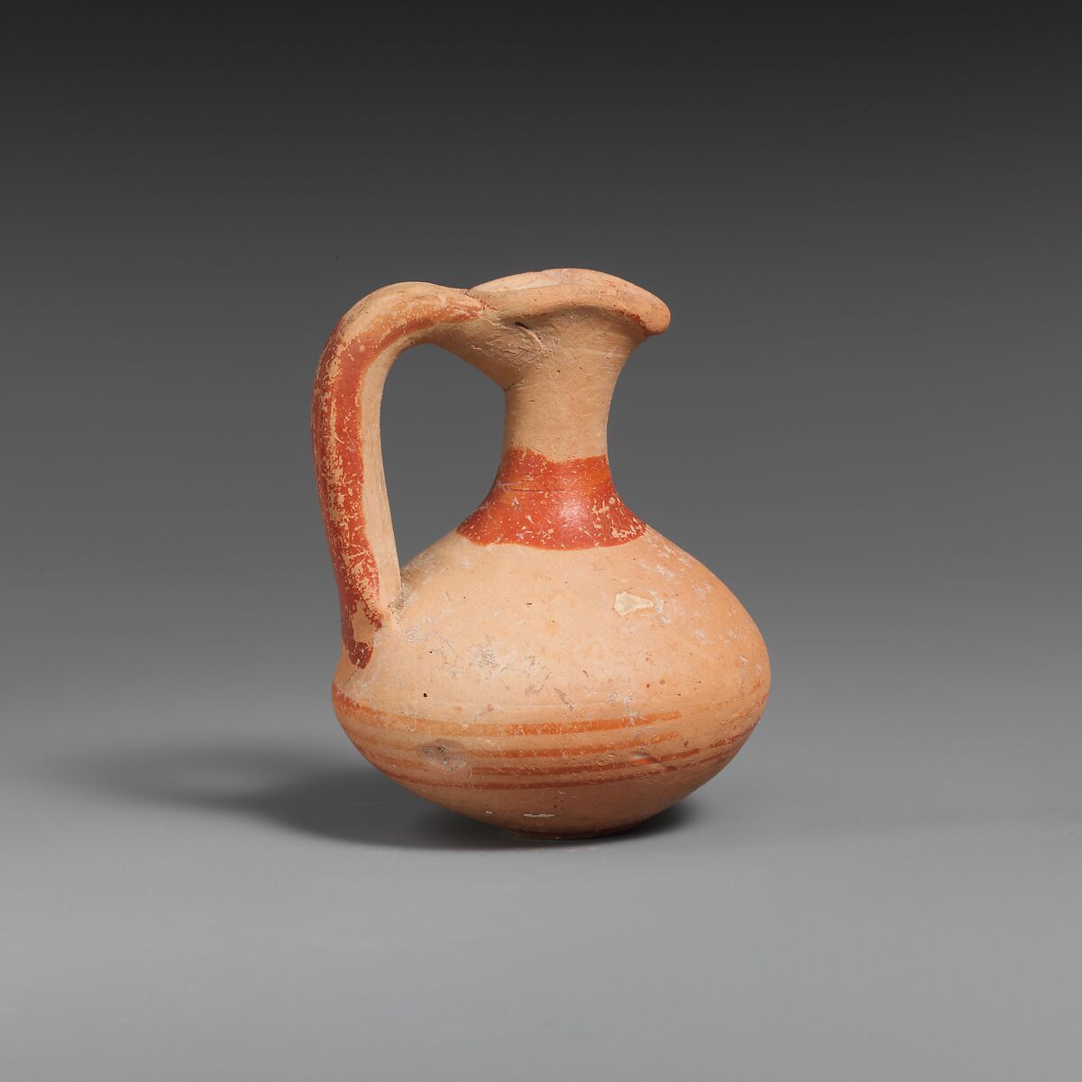 Terracotta oinochoe (jug), Terracotta, Greek, Attic 