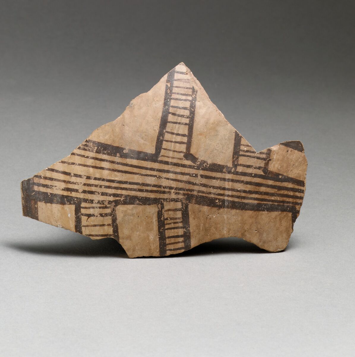 Terracotta rim fragment with latticework design, Terracotta, Dimini culture 
