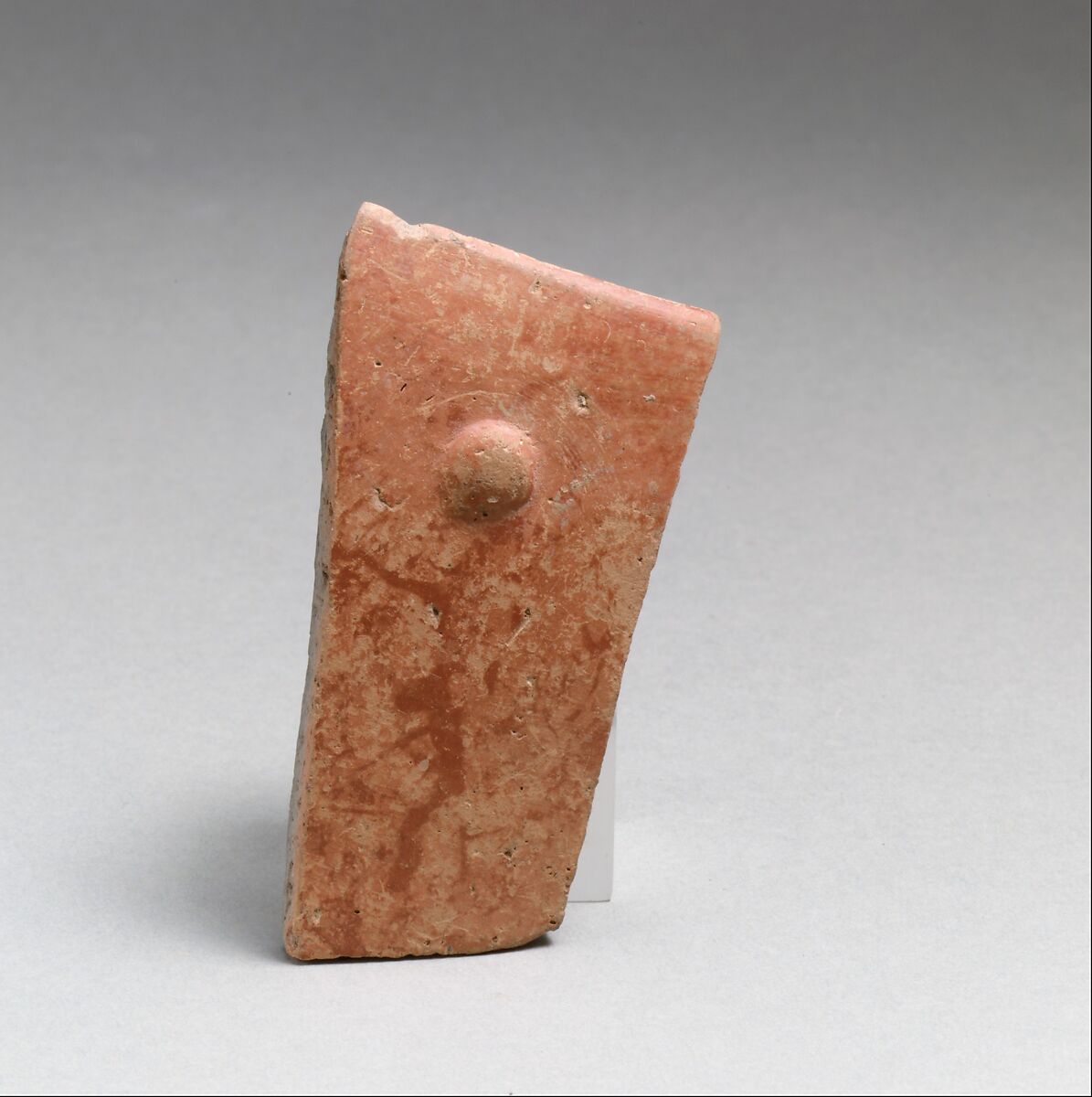 Terracotta rim fragment with boss, Terracotta, Greek Neolithic 