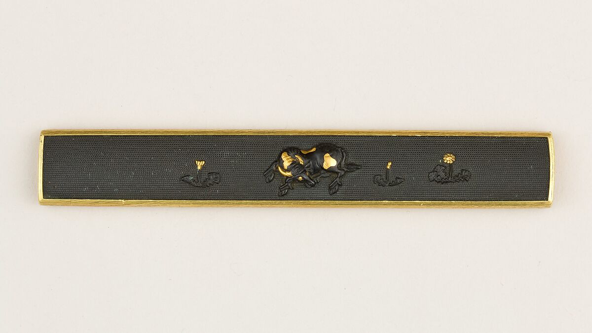 Knife Handle (Kozuka), Gotō Mitsuyoshi (Shinjō) (Japanese, 1780–1843, fifteenth-generation Gotō master), Copper-gold alloy (shakudō), gold, Japanese 