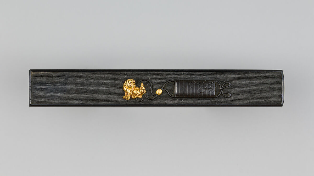 Knife Handle (Kozuka), Copper-gold alloy (shakudō), gold, Japanese 