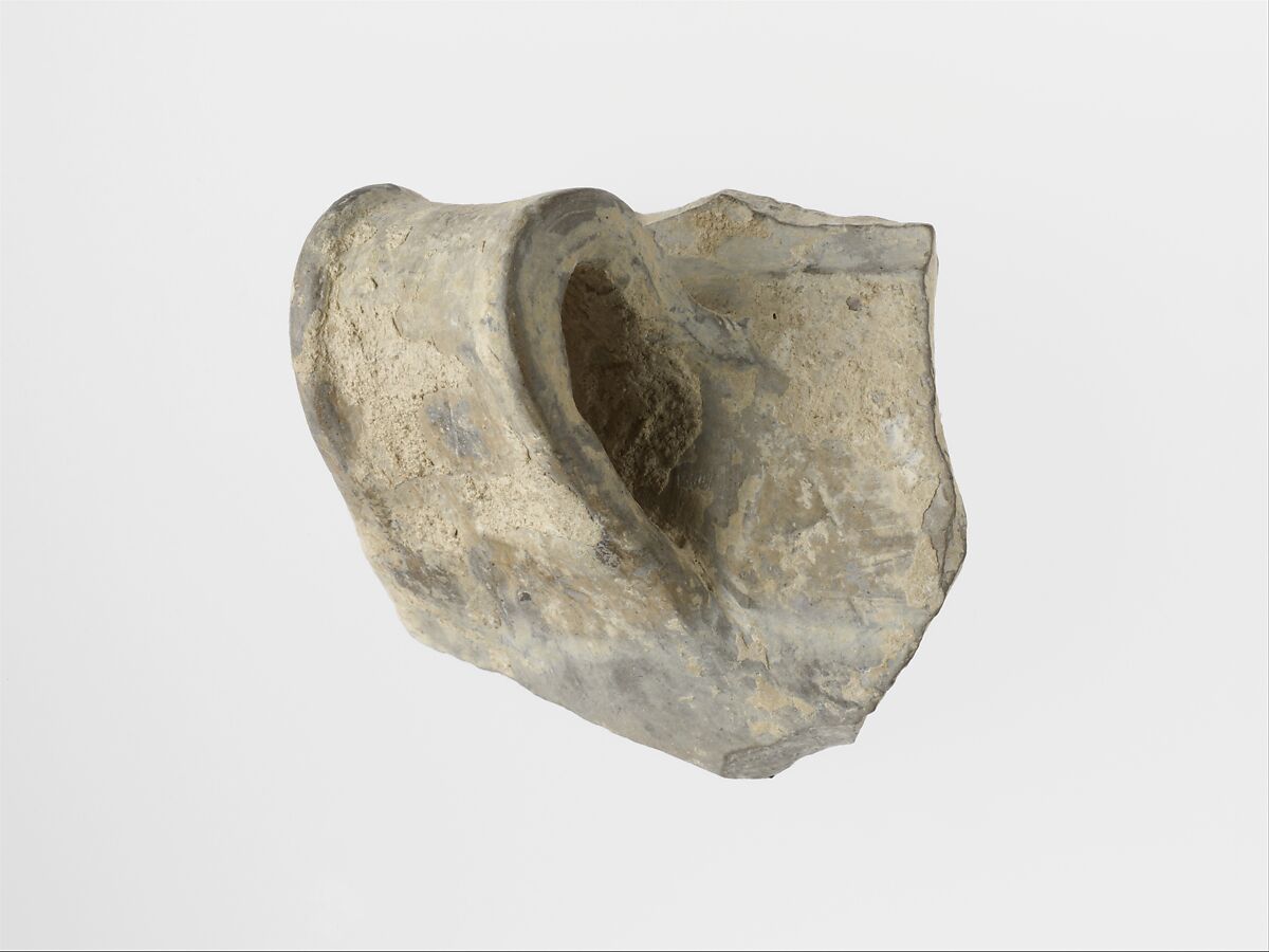 Terracotta rim and handle of a vase, Terracotta, Helladic 