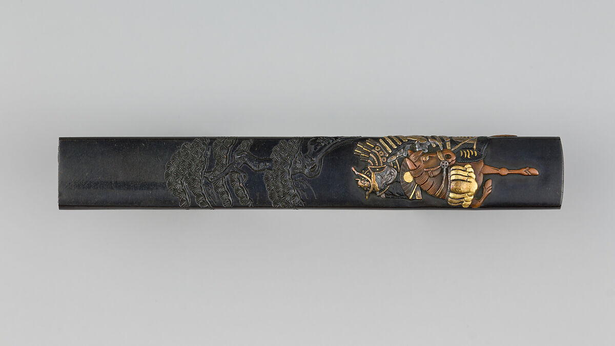 Knife Handle (Kozuka), Hamano Naochika (Japanese, 1784–1808), Copper-gold alloy (shakudō), gold, silver, copper, Japanese 