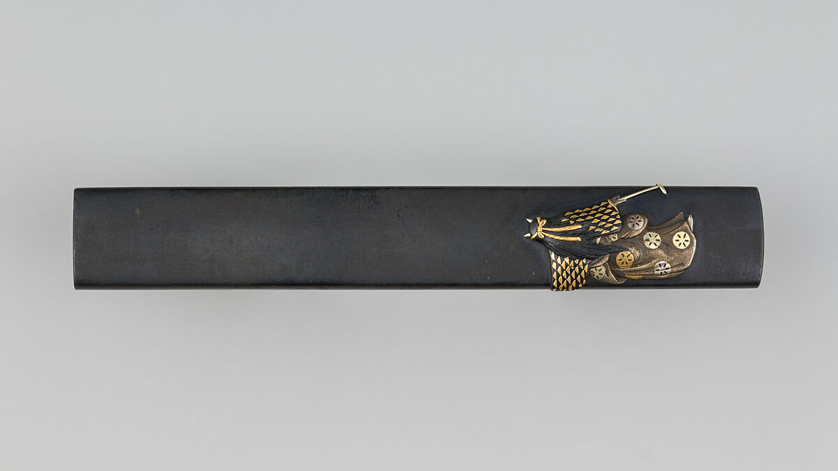 Knife Handle (Kozuka), Iwama Masayoshi (Japanese, 1764–1837), Copper-gold alloy (shakudō), silver, gold, Japanese 