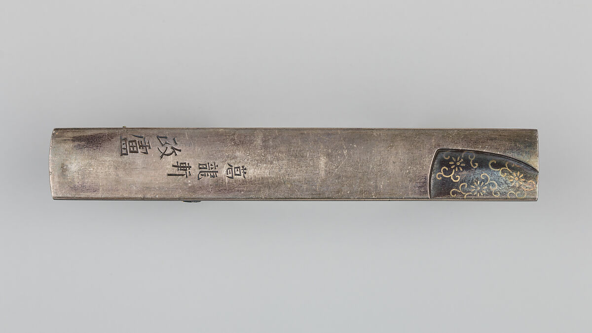 Knife Handle (Kozuka), Iwama Masayoshi (Japanese, 1764–1837), Copper-gold alloy (shakudō), silver, gold, Japanese