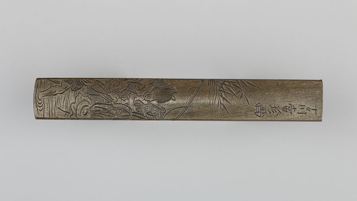 Knife Handle (Kozuka), Furukawa Jochin (Japanese, died ca.1750), Copper-silver alloy (shibuichi), Japanese