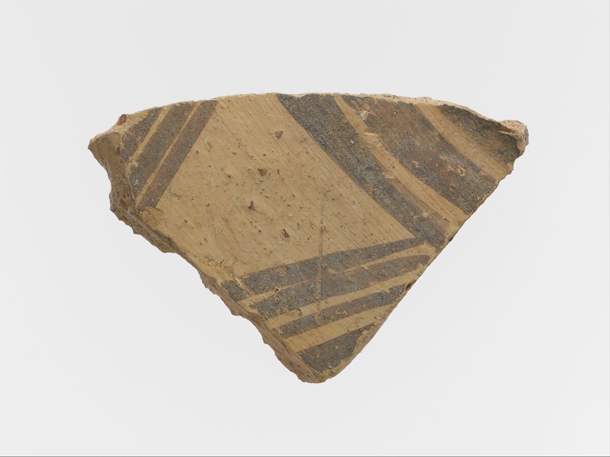 Terracotta vessel fragment with linear decoration, Terracotta, Helladic 