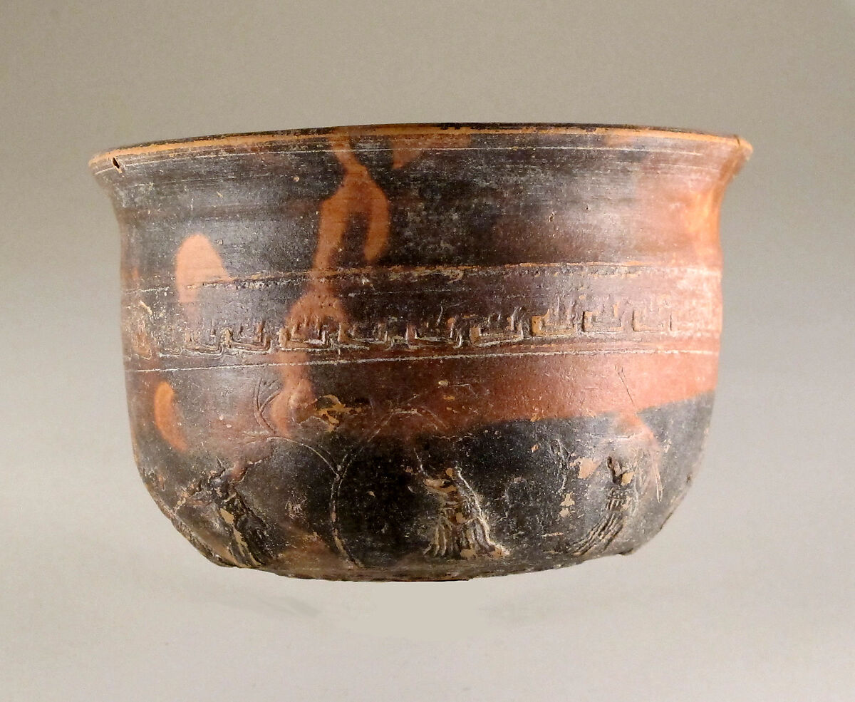 Terracotta Megarian bowl, Terracotta, Greek, probably Boeotian