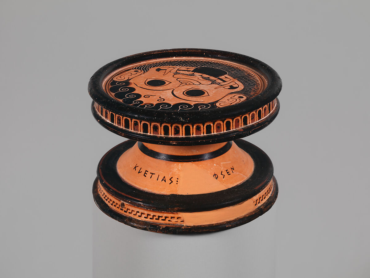 Terracotta stand, Signed by Ergotimos as potter, Terracotta, Greek, Attic
