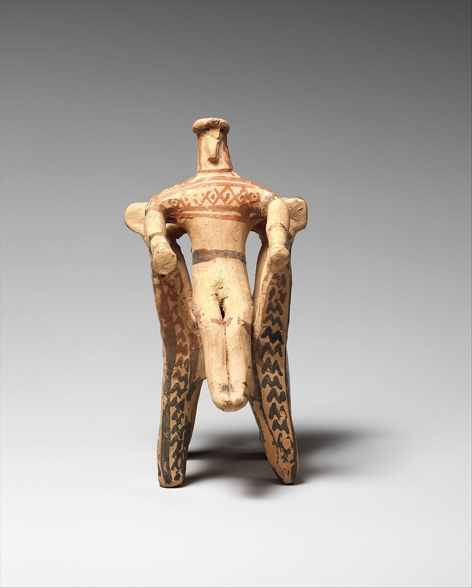 Terracotta figure in an armchair, Terracotta, Greek, Attic 