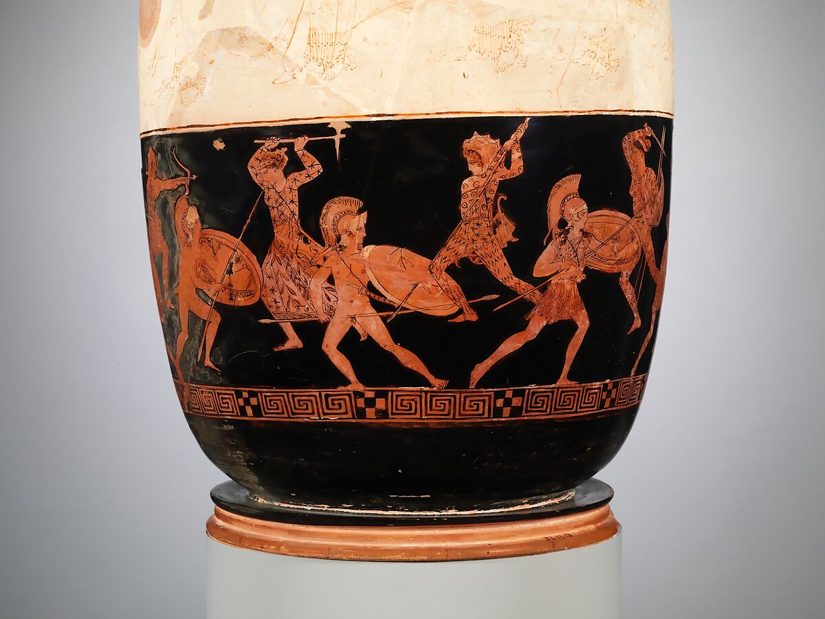 Terracotta lekythos (oil flask), Attributed to the Eretria Painter, Terracotta, Greek, Attic