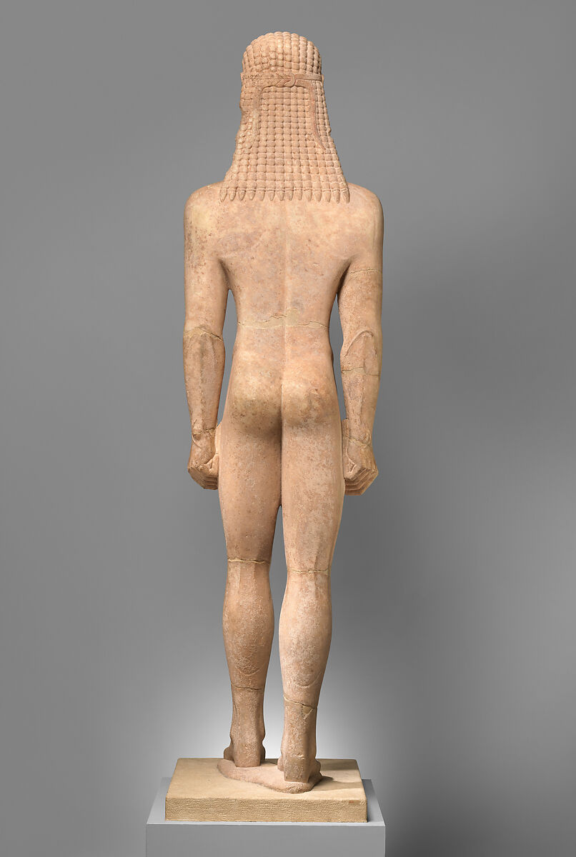 Marble statue of a kouros (youth), Marble, Naxian, Greek, Attic