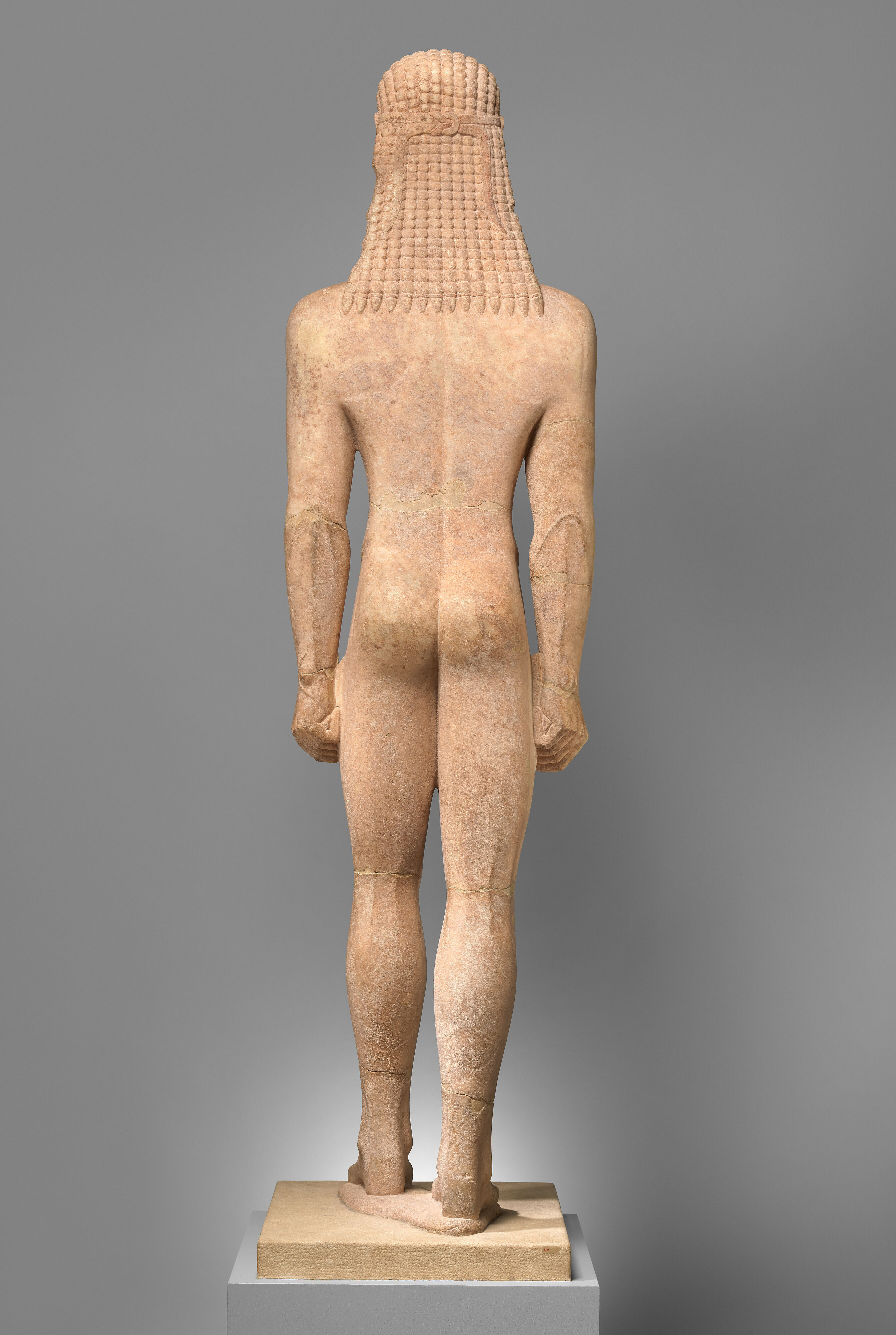 Marble statue of a kouros (youth) - Greek, Attic - Archaic - The