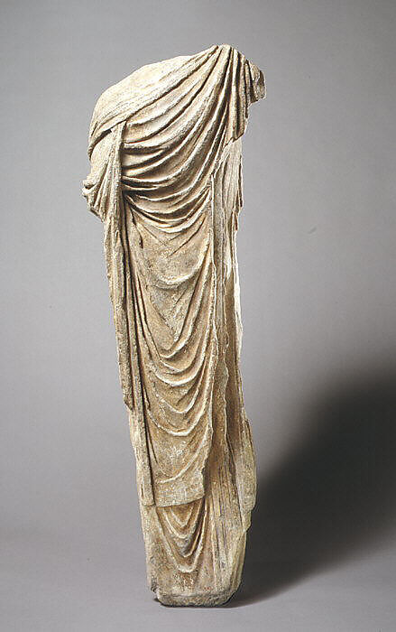 Marble statue of Aphrodite, the so-called Venus Genetrix, Adaptation of work attributed to Kallimachos, Marble, Roman