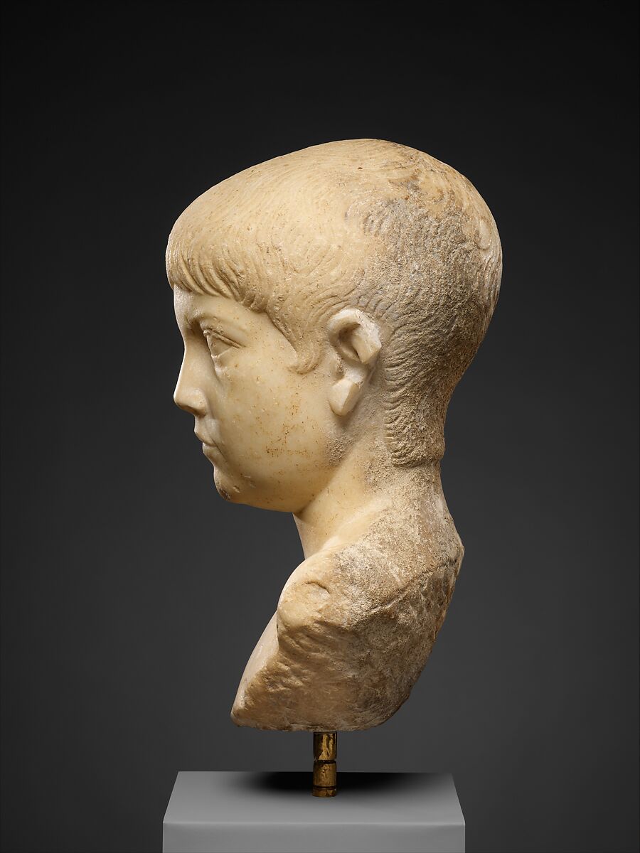 Marble portrait bust of a boy, Marble, Roman
