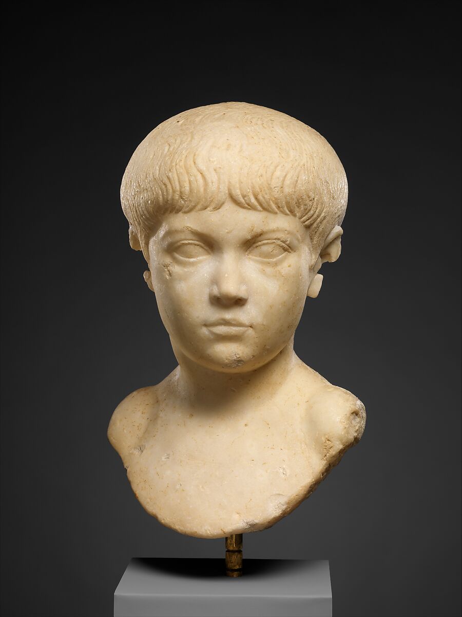 Marble portrait bust of a boy, Marble, Roman 