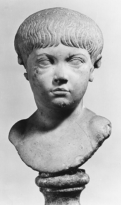 Marble portrait bust of a boy, Marble, Roman