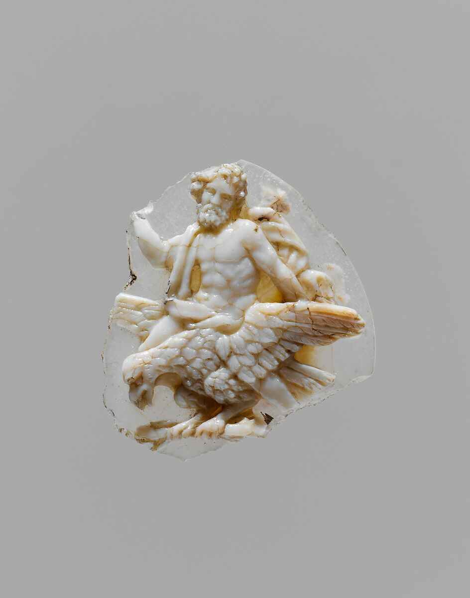 Sardonyx cameo fragment with Jupiter astride an eagle, Sardonyx, Greek or Roman