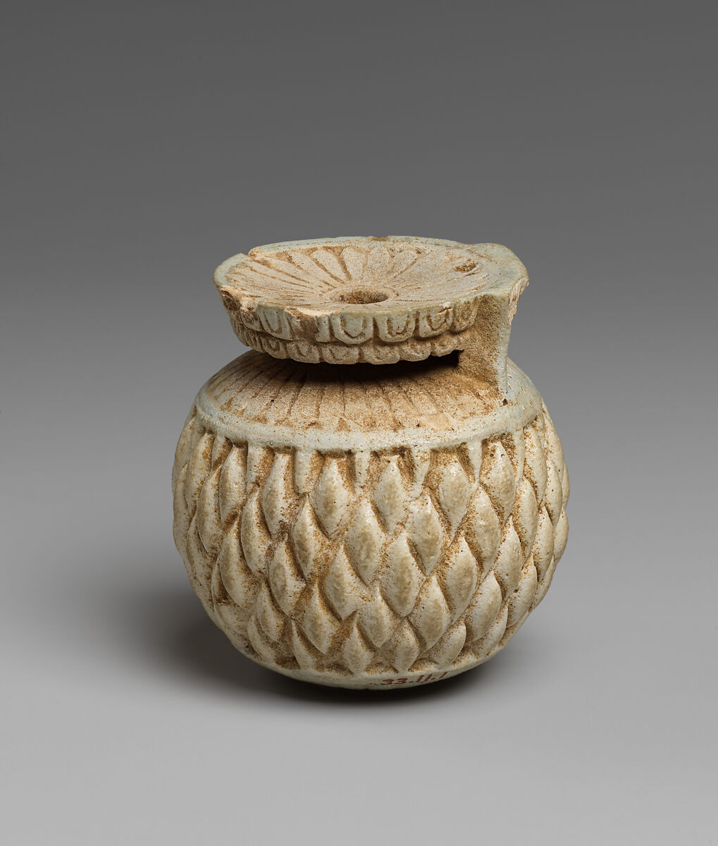 Faience aryballos (perfume vase), Faience, East Greek