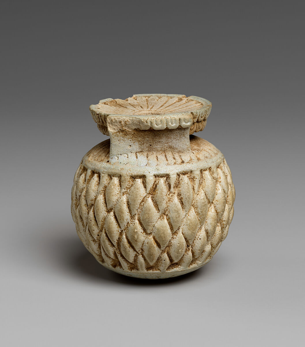Faience aryballos (perfume vase), Faience, East Greek