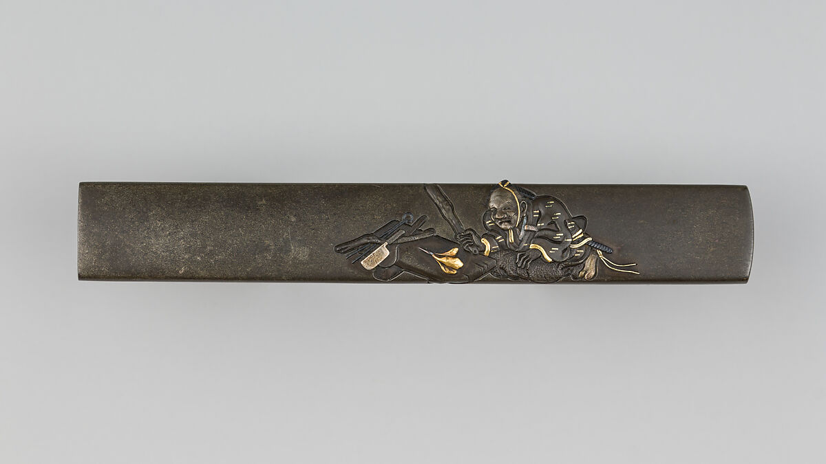 Knife Handle (Kozuka), Hamano Haruchika (Japanese, died ca.1850), Copper-silver alloy (shibuichi), gold, silver, Japanese 