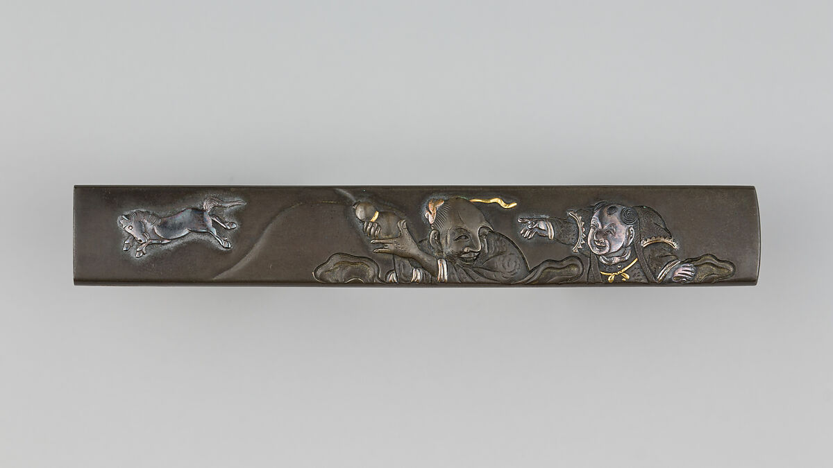 Knife Handle (Kozuka), Hamano Naotsune (Japanese, died ca.1850), Copper-silver alloy (shibuichi), gold, silver, Japanese 