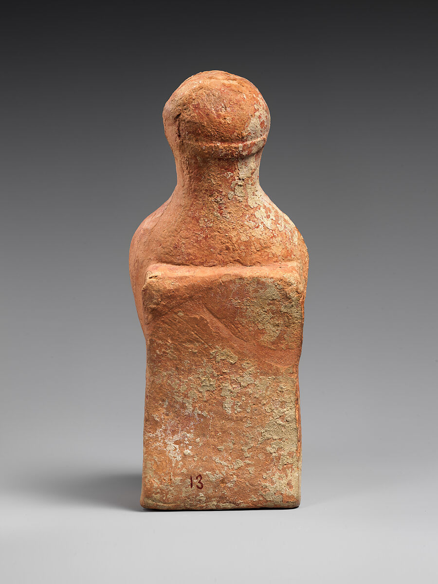 Terracotta statuette of a seated woman, Terracotta, Greek, Rhodian