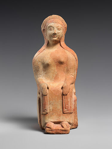 Terracotta statuette of a seated woman