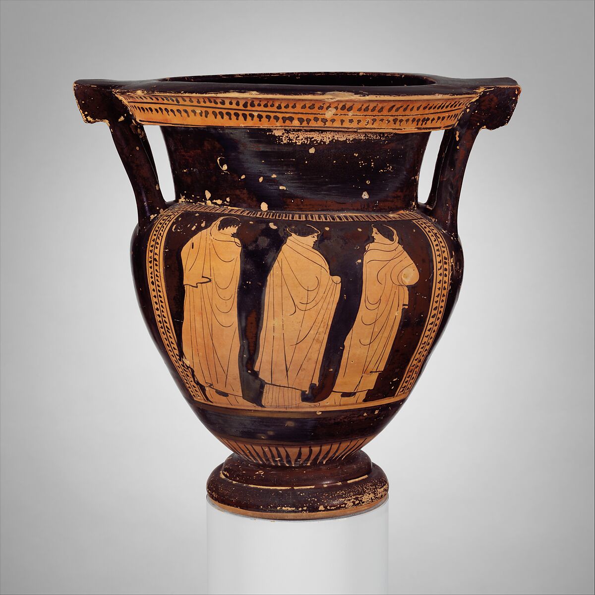 Terracotta column-krater (bowl for mixing wine and water), Attributed to the Orchard Painter, Terracotta, Greek, Attic