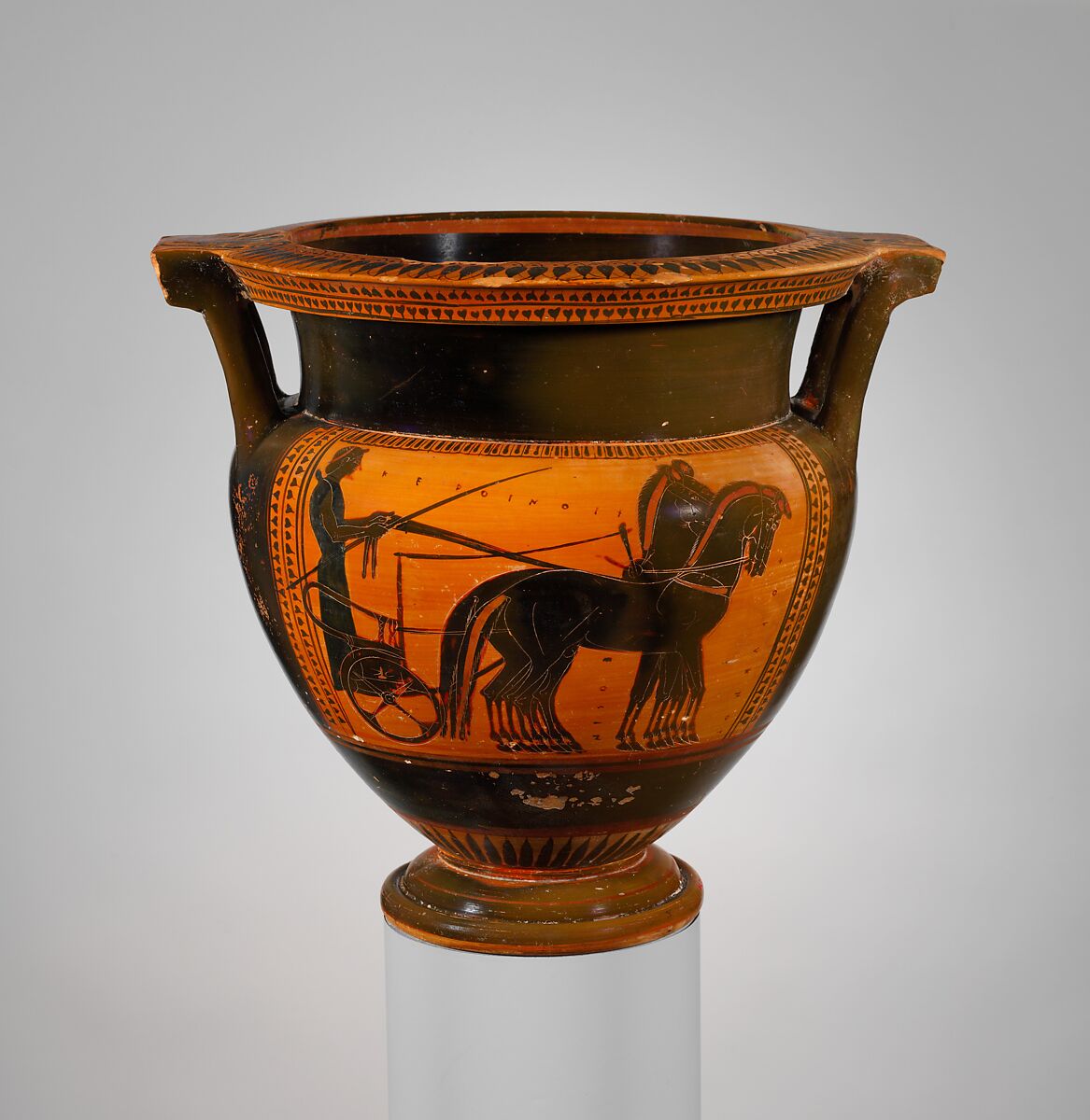 Terracotta column-krater (bowl for mixing wine and water), Terracotta, Greek, Attic 