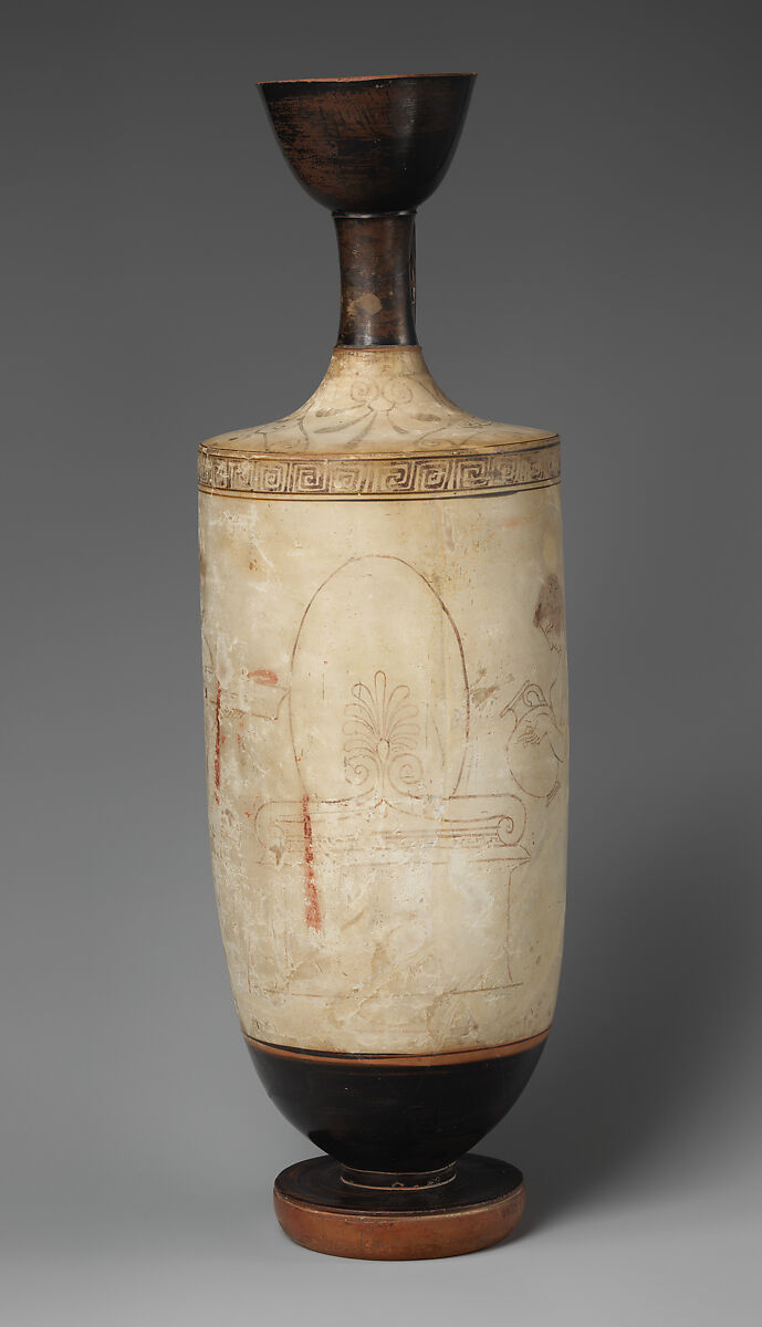 Terracotta lekythos (oil flask), Attributed to the Painter of Munich 2335, Terracotta, Greek, Attic 