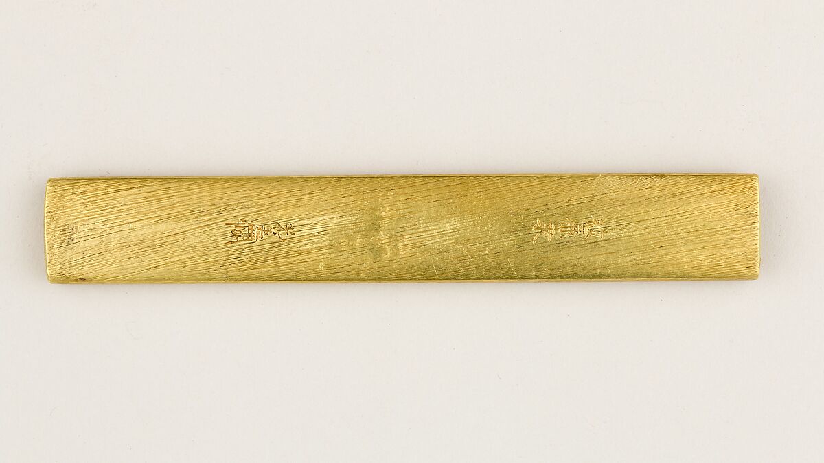 Knife Handle (Kozuka), Gotō Renjō (Mitsutomo) (Japanese, 1628–1708, tenth-generation Gotō master), Copper-gold alloy (shakudō), gold, Japanese