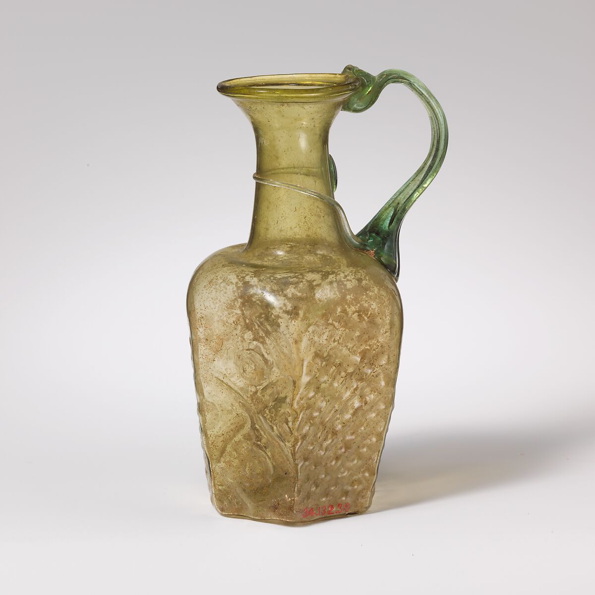 Glass hexagonal jug, Glass, Roman, Syrian 