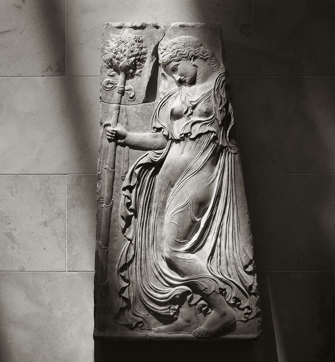 Marble relief with a dancing maenad, Adaptation of work attributed to Kallimachos, Marble, Pentelic, Roman
