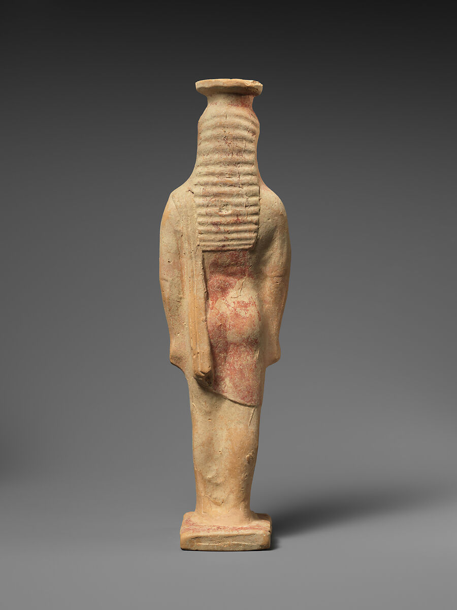 Terracotta alabastron (perfume vase) in the form of a man, Terracotta, East Greek