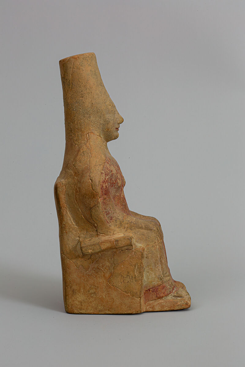 Terracotta statuette of a seated goddess, Terracotta, Greek, Sicilian