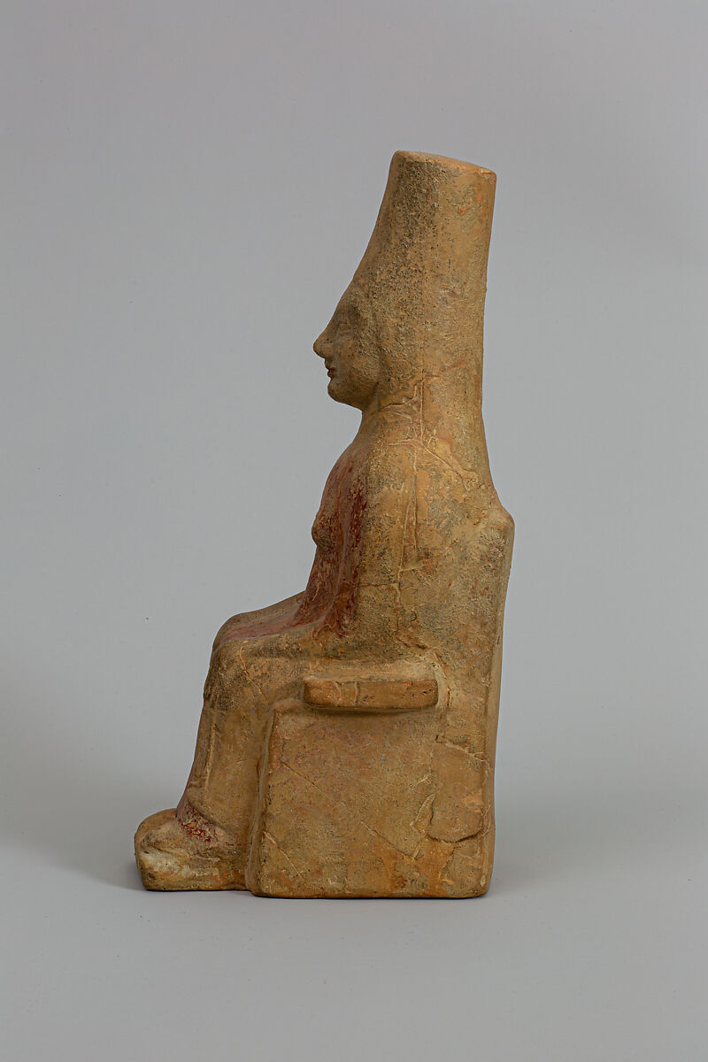 Terracotta statuette of a seated goddess, Terracotta, Greek, Sicilian
