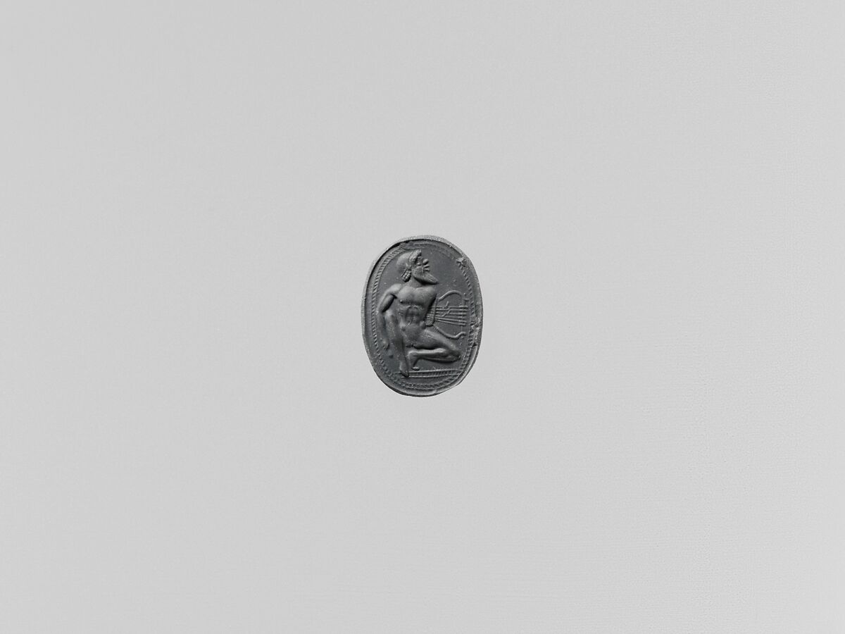 Banded agate scaraboid, Agate, banded, Etruscan, Vetulonia