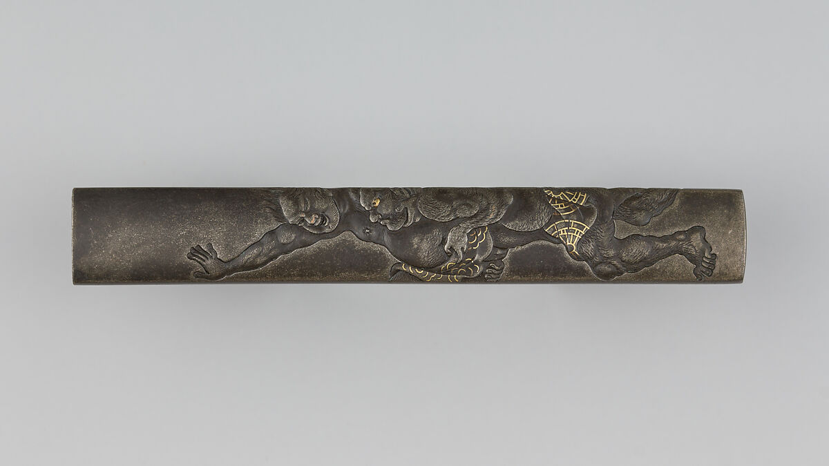 Knife Handle (Kozuka), Hamano Naoyuki (Japanese, 1754–1795), Copper-silver alloy (shibuichi), gold, Japanese 