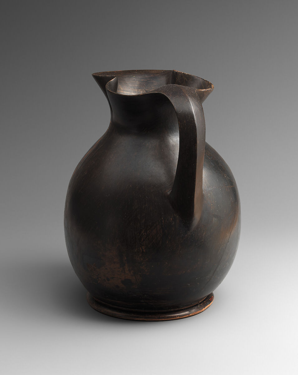 Terracotta oinochoe: chous (jug), Terracotta, Greek, Attic