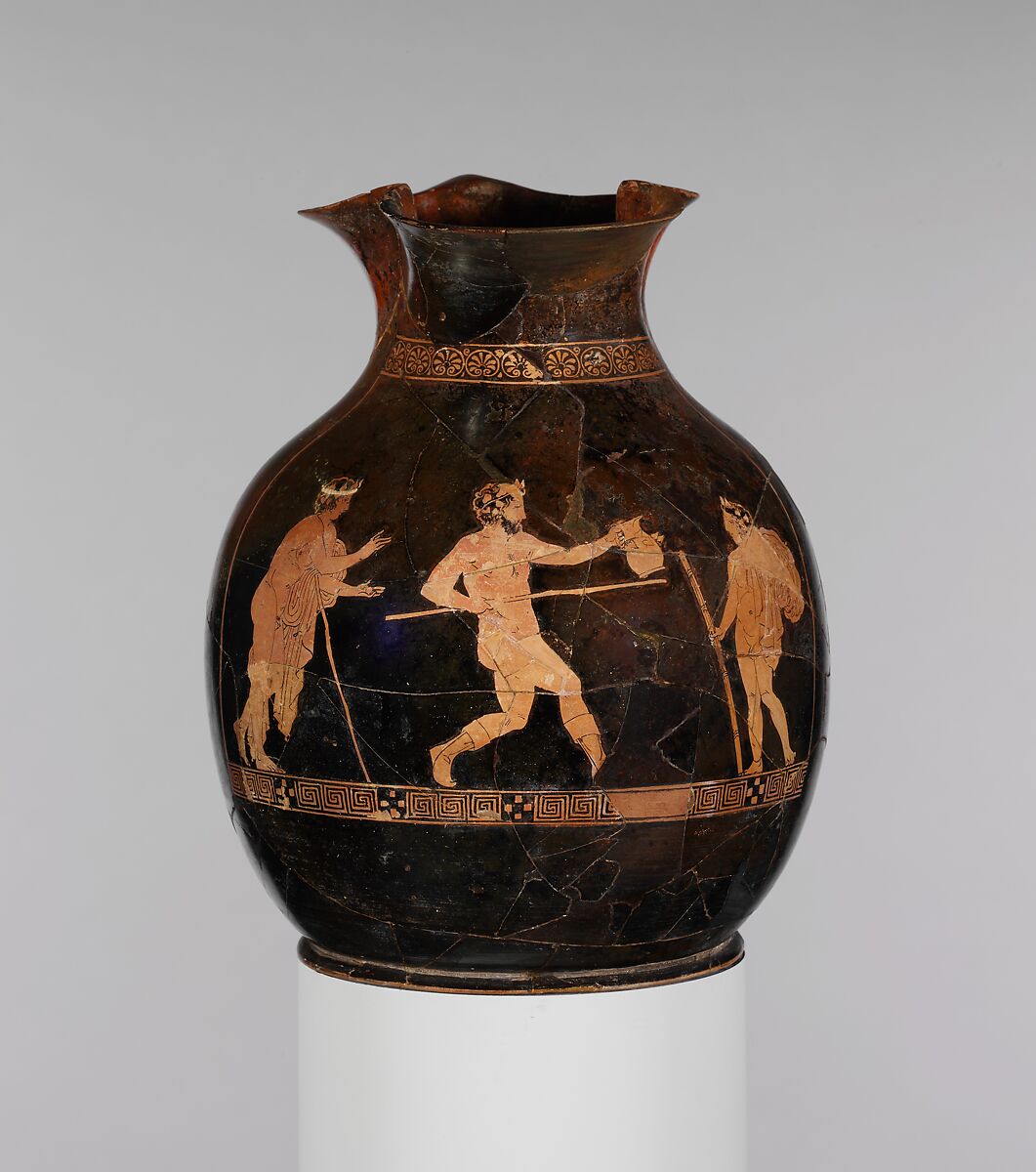 Terracotta oinochoe: chous (jug), Terracotta, Greek, Attic 