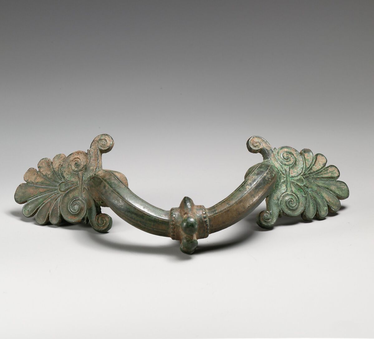 Bronze handles of a hydria (water jar), Bronze, Greek 