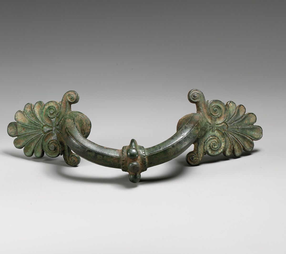 Bronze handles of a hydria (water jar), Bronze, Greek